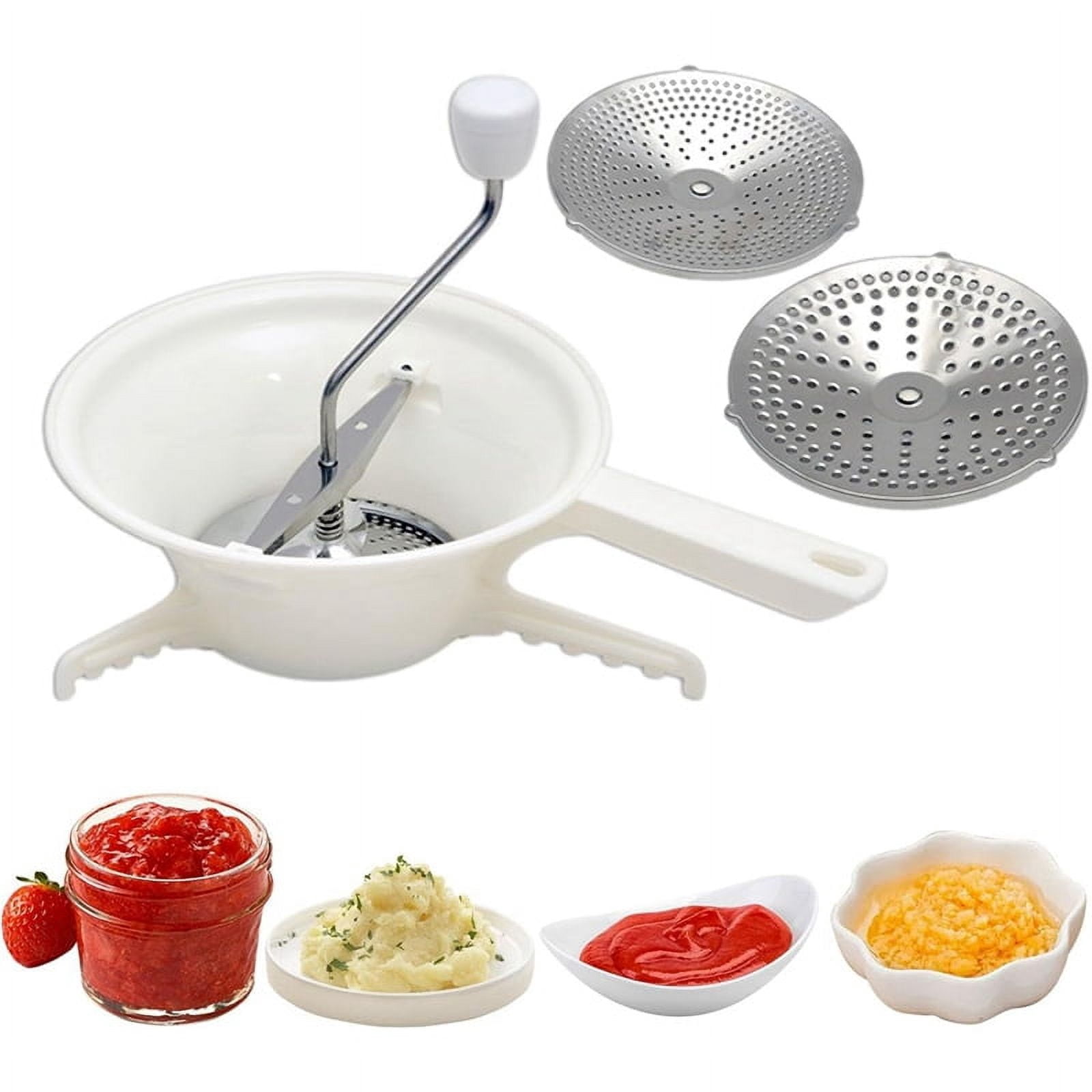 Food Mill for Vegetable Cutter with 3 Interchangeable Discs Food Mill Hand Cutter Milling for Tomato