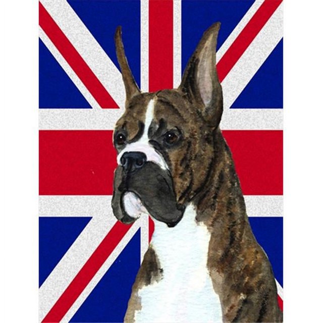 Carolines Treasures SS4950GF Boxer With English Union Jack British Flag Flag Garden Size