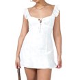 thumbnail image 1 of xiaxaixu Femmes Été Casual Robe Bandage Couleur Unie Coupe Mouche Manches Robe de Soirée pour Streetwear Club, 1 of 8