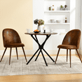 thumbnail image 1 of Homy Casa Set of 2 Armless Dining Chairs with Curved Upholstered Back, Brown Faux Suede, 1 of 10