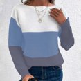 thumbnail image 2 of Timegard Tops for Women Lightweight Drop Shoulder Sweaters Crewneck Long Sleeve Pullover Tops Block Color, 2 of 9
