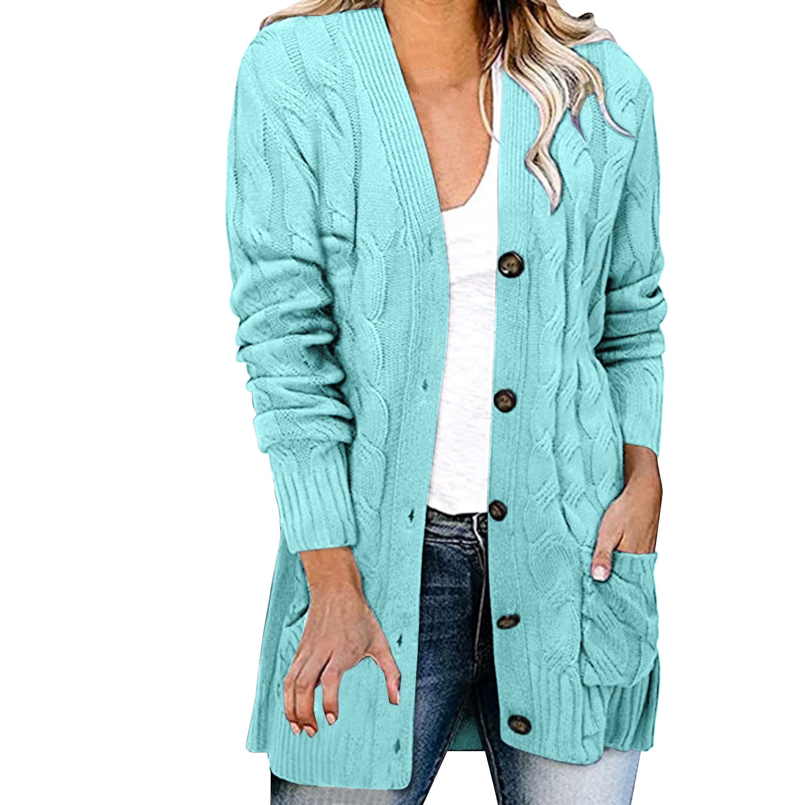 2025 Womens Casual Knit Cardigan Sweatshirt Sweater Large Size Loose Womens PlusCardigan Button