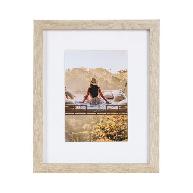 DesignOvation Gallery 8" X 10" Matted to 5" X 7" Natural Picture Frame