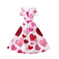 thumbnail image 4 of EGNMCR Robe à Manches Courtes à Col en V Robe à Manches Courtes Imprimée pour Filles Robe pour Enfants de Taille Moyenne et Grande Jupe à Col Plié Robe en Polyester pour Fille, 4 of 6
