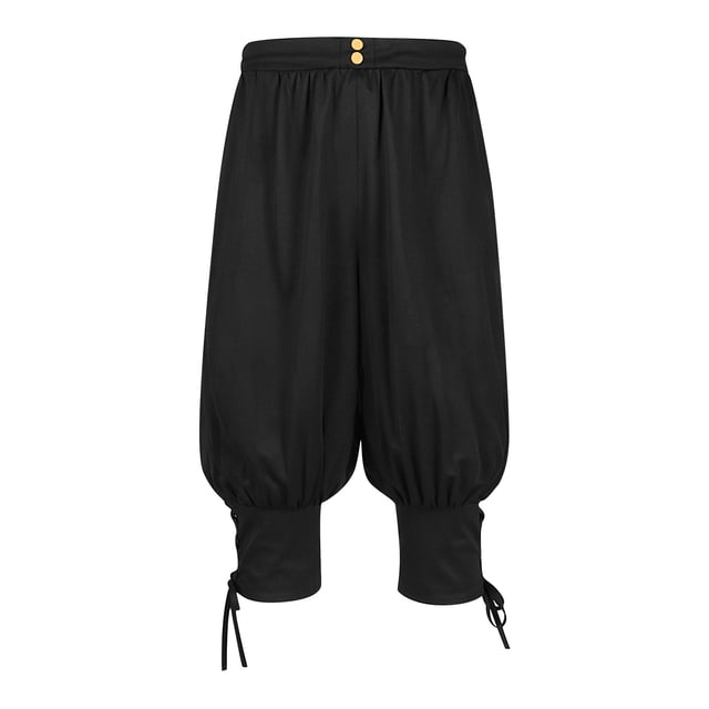 TIMIFIS Men's Black Ankle Banded Pants Medieval Pirate Costume Trousers Renaissance Gothic Pants-BlackFall