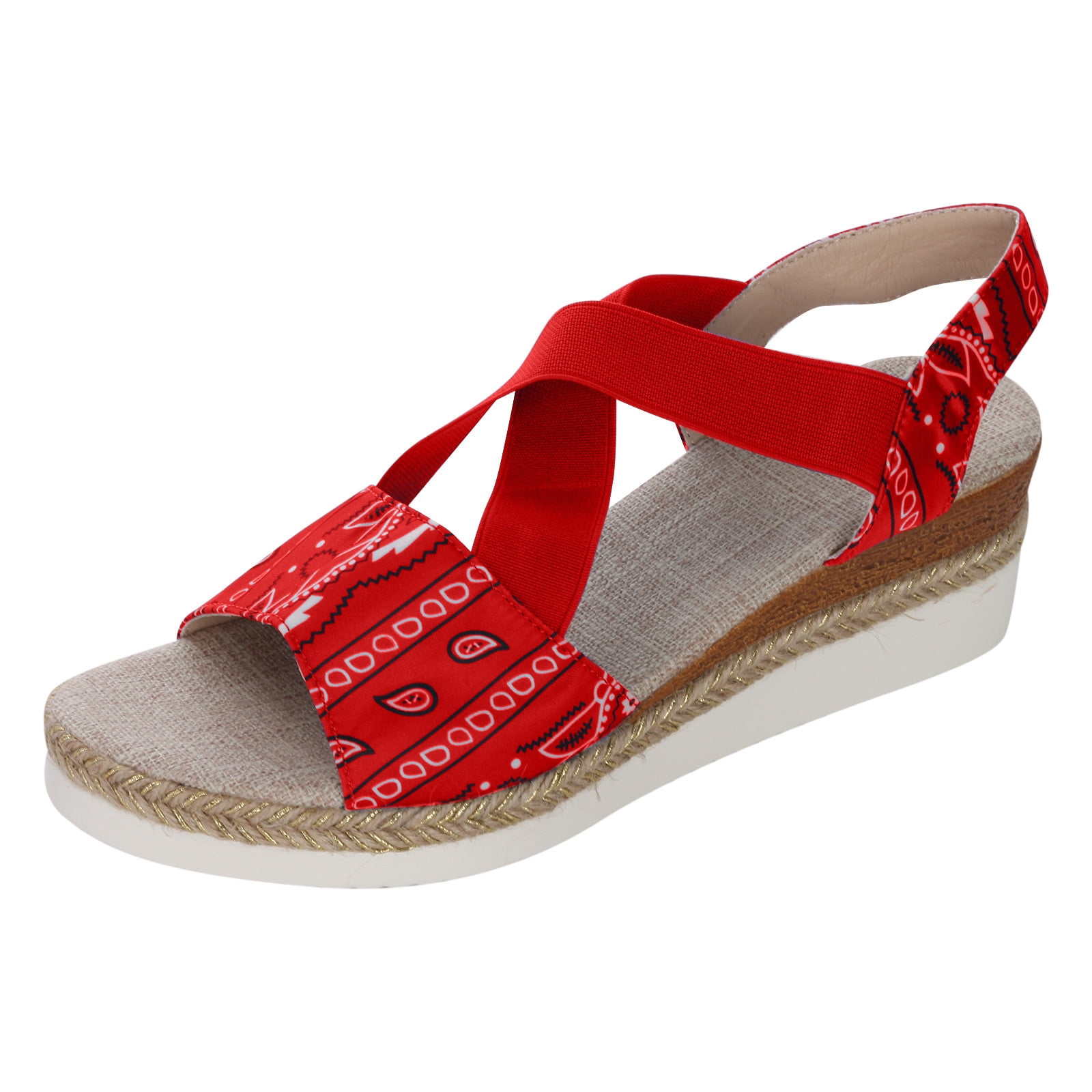 Womens Sandals Printed Beach Slippers Summer Wedge Platform Arch Support Orthopedic Shoes