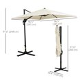 thumbnail image 3 of Outsunny Parasol Suspendu Déporté Carré pour Patio avec Base en Croix Blanc Crème, 3 of 10