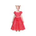 thumbnail image 2 of Girls Dress Red Gradient Color Check Plaid Puff Sleeve Christmas 10 Years, 2 of 5