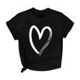 thumbnail image 1 of Besolor Tuniques d'Été pour Femmes à Imprimé de Cœurs, Col Ras du Cou, Manches Courtes, T-Shirts Décontractés Amples, Blouse de Sortie, 1 of 4