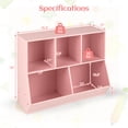 thumbnail image 3 of Costway 5-Cubby Kids Toy Storage Organizer Wooden Bookshelf Display Cabinet Pink, 3 of 10