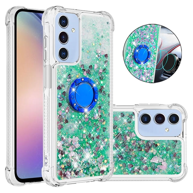 Case for FOXDOCK Sansung Galaxy A16 Full Corner Protection Glitter Phone Case with Ring Holder