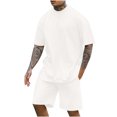 thumbnail image 1 of TIMIFIS Ensemble Court Blanc pour Hommes Tenues 2 Pcs Survêtement Manches Courtes Col Rond Décontracté Blouse et Shorts Ensemble Deux Pièces - Automne, 1 of 8