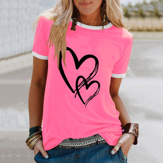 SMihono Hauts pour Femmes Été Chic Décontracté Mode Féminine Décontractée Imprimé Col Rond Ample Manches Courtes T-shirt Chandail Hauts T-shirt Oversize pour Femmes 2023