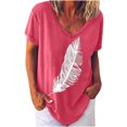 thumbnail image 1 of Pompotops Mode T-shirt Décontracté à Manches Courtes Col en V pour Femmes Été, 1 of 7
