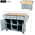 thumbnail image 4 of Modern Kitchen Island on 5 Wheels with Storage Cabinet and Drop-Leaf Countertop, Kitchen Cart with Cabinet Door Internal Storage Racks and 3 Drawers for Dinning Room (Grey Blue), 4 of 9