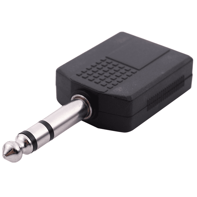 3X Mono 6.35mm Male Plug to Dual 6.35mm Female Socket Splitter Adapter Connector