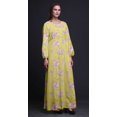 thumbnail image 4 of Bimba Moss Georgette Rose & Ranunculus Floral Printed Womens Long Sleeve Elastic Waist MaxiDressGown-XSmall, 4 of 5