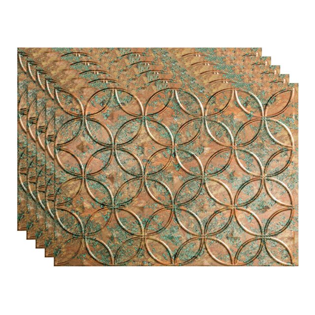 Fasade Rings Copper Fantasy 18in x 24in Vinyl Backsplash Panel 5 Pack