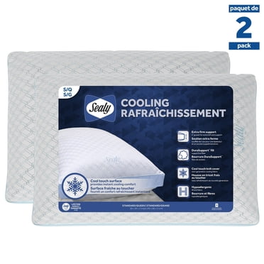 Sealy Cooling Bed Pillow, S/Q- Extra Firm Support, Cool to the Touch, Hypoallergenic, 2 Count