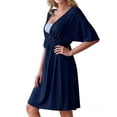 thumbnail image 3 of TIMIFIS Navy Maternity Nursing Mini Dress Summer 3/4 Sleeve Breastfeeding Casual Plus Size Solid Color Spring Crew Neck Lightweight Dresses, 3 of 4