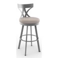 thumbnail image 1 of Amisco Washington 30" Swivel Stool - Cream Faux Leather/Glossy Gray Metal, 1 of 4