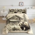thumbnail image 1 of Erosebridal Ensemble de Literie Imprimé Ours 3D, Couette Animal Rustique, Décor de Cabane Lodge, Réversible 3 Pcs, 1 of 8