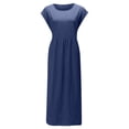 thumbnail image 4 of HKEJIAOI Robes Décontractées pour Femmes Offres Liquidation Cadeau d'Anniversaire Mode pour Femmes Uni Sans Manches à Col Rond Robe Longue Rétro Bleu Marine, 4 of 6