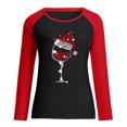 thumbnail image 4 of Qertyioot Women's Fashion Tops,Spring Patchwork Christmas Printed Sleeves Round Neck Casual Tee, 4 of 6