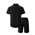 thumbnail image 4 of TIMIFIS Men's Cotton Linen Sets Short Sleeve Pleats Suits 2 Piece Button Shirt and Shorts Beach OutfitsFall, 4 of 8
