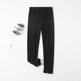 thumbnail image 2 of ShomPort Pants for Girls Full Length Stretchy Lightweight Ruffle Trim Ribbed Casual Trousers Smoothing Plain Cozy Pajama Pants, 2 of 3