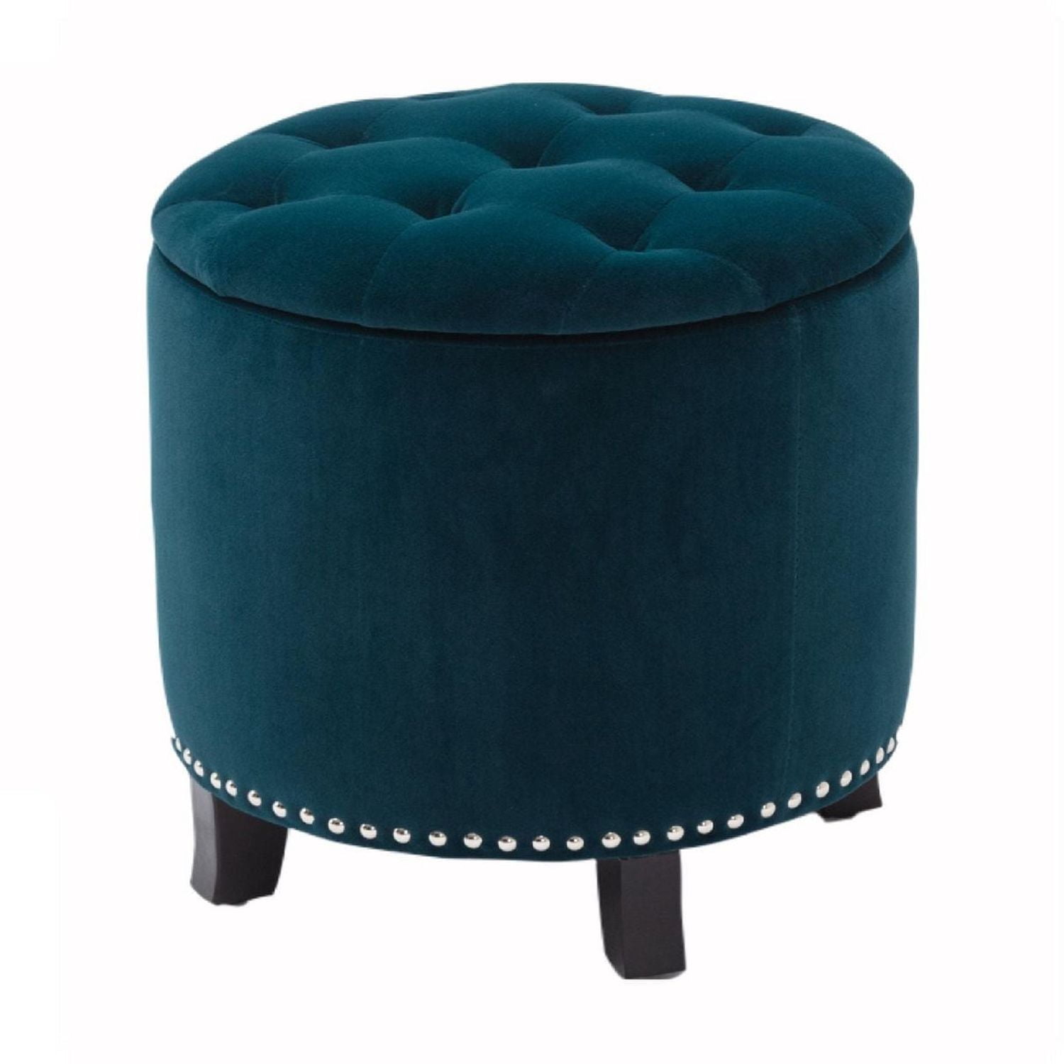 Denver Round Fabric Storage Ottoman (Green)