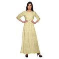thumbnail image 1 of Moomaya Printed Round Neck 3/4 Sleeve Long Maxi Dress With Drawstring Waist, 1 of 3