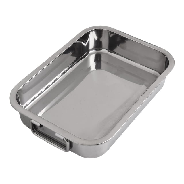 Stainless Steel Deep Roasting Tray Oven Pan Grill Rack Baking Roaster Tin Tray 25*18*5cm