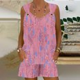 thumbnail image 4 of Yuyuzo Womens Lounge Sets Two Piece Square Neck Tank Tops Wide Leg Shorts with Pockets Matching Outfits, 4 of 7