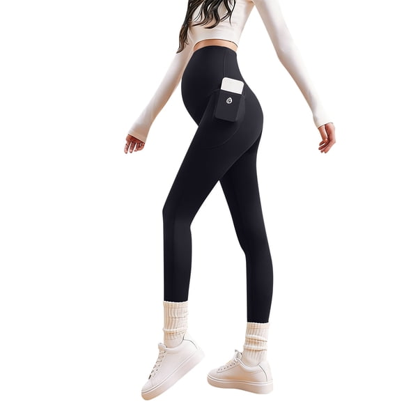 RXMEKW Leggings de Maternité Sans Coutures pour Femmes avec Soutien Abdominal et Poches, Pantalons de Yoga