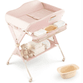 thumbnail image 1 of INFANS Baby Changing Table with Wheels, Portable Folding Diaper Station Nursery Organizer with Storage Basket, Hanging Rack, Adjustable Height, Safety Belt for Newborn Infant, 1 of 9
