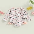 thumbnail image 4 of Toddler Baby Girl Jumpsuit Swimsuit Flower Print Long Sleeve Ruffle Spring Summer Bikini Bathing Suit Green 9-12 Months, 4 of 8