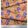 thumbnail image 3 of Soimoi Cotton Poplin Fabric Leaves & Azalea Floral Decor Fabric Printed Yard 42 Inch Wide, 3 of 3
