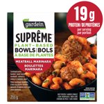 Gardein Suprême Plant‑Based Bowls Meatball Marinara Frozen Dinner Bowl, Pasta with Plant‑Based Meatballs, Spinach & Onions in Marinara Sauce, 19g of Protein, Frozen Meal, 255g