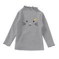 thumbnail image 1 of T-shirts Graphiques pour Filles Manches Longues à Volants en Coton Imprimé Chat Gris pour Sortir Automne pour 7-8 Ans, 1 of 4
