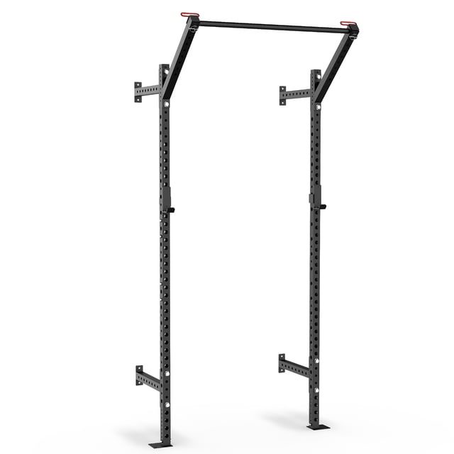 Synergee 2200 Series Wall Mounted 89" by 18” Tall Squat Rack with J-Cups & Adjustable Pull Up Bar. Exercise Stand with 750lb Capacity. Power Cage.