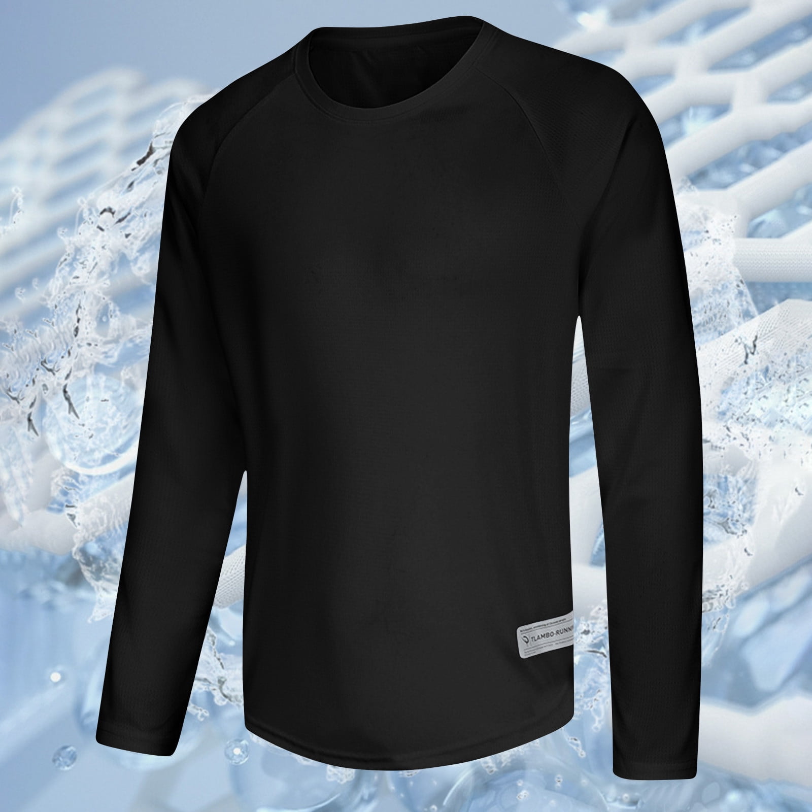 AherBiu Mens Long Sleeve Tops Crewneck Sun Protection Quick Drying Athletic Outdoor Breathable T Shirts