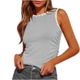 thumbnail image 1 of Besolor 2024 Summer Workout Tank Tops for Women Crewneck Knit Ribbed Side Ruched Crop Tops Sleeveless Trendy T Shirts, 1 of 6