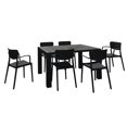 thumbnail image 1 of Loft Outdoor Dining Set with 6 Arm Chairs and 55 inch Extension Table Black, 1 of 5