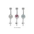 thumbnail image 1 of Dangle Cross Jeweled Belly Button Ring, 1 of 1