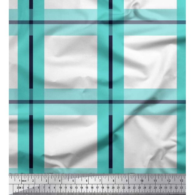 Soimoi Cotton Voile Fabric Check Check Printed Fabric 1 Yard 56 Inch Wide