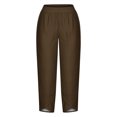 thumbnail image 4 of Timegard Plus Size Pants for Women Elastic Waist Solid Color Comfy Fall Casual Crop Pants with Pockets, 4 of 5