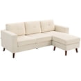 thumbnail image 1 of HOMCOM Canapé Sectionnel, Canapé en L avec Chaise Longue, Blanc Crème, 1 of 10