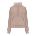 thumbnail image 4 of Womens Half Zip Hoodies Plus Size Fleece Sweatshirt Thumb Hole Cropped Pullover Fall Winter Tops, 4 of 6