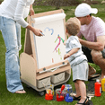 thumbnail image 1 of Chevalet Artistique 3-en-1 pour Enfants Chevalet Double Face avec Roues et Sacs de Rangement Hauteur Réglable Chevalet pour Tout-Petits Tableau Noir Magnétique & Tableau Blanc, Gris, 1 of 6